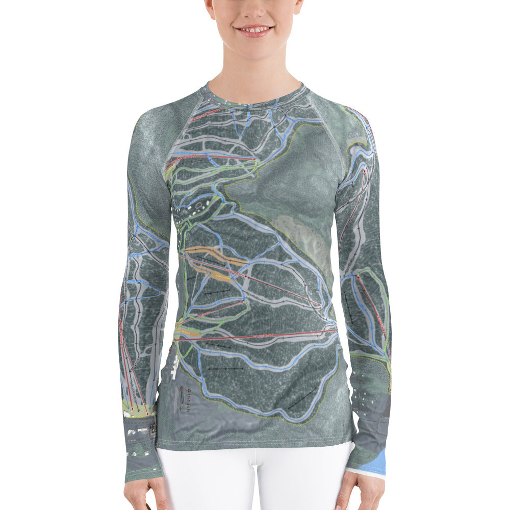 Attitash Mountain, New Hampshire Ski Trail Map Women's Base Layer Top - Powderaddicts