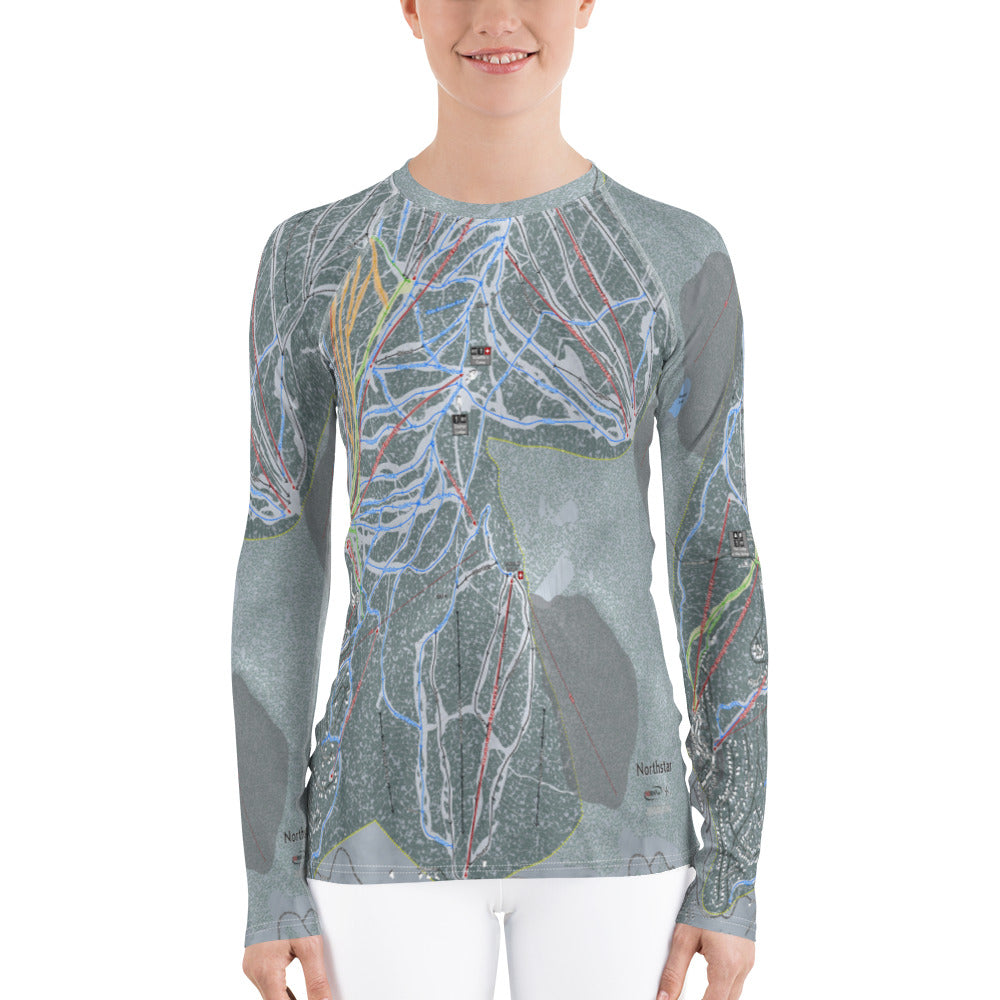 Northstar, California Ski Trail Map Women's Base Layer Top - Powderaddicts