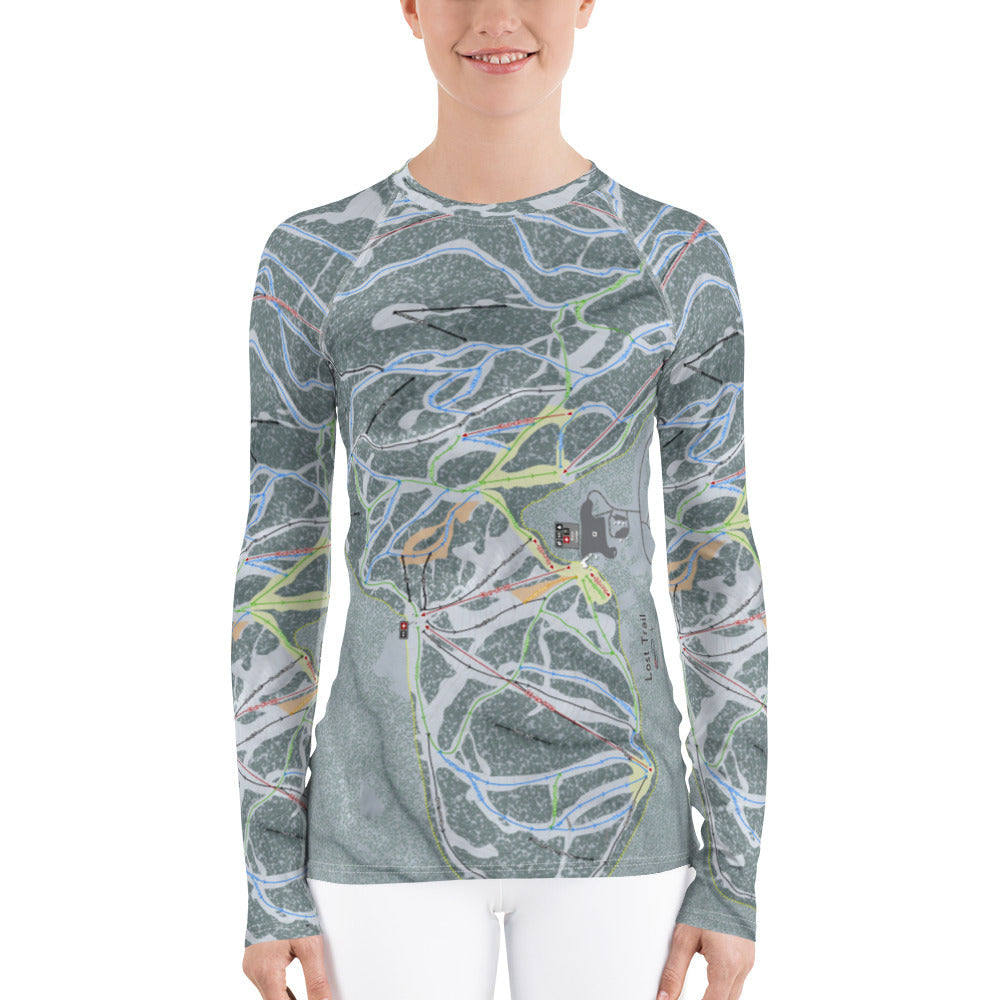 Lost Trail, Montana Ski Trail Map Women's Base Layer Top - Powderaddicts