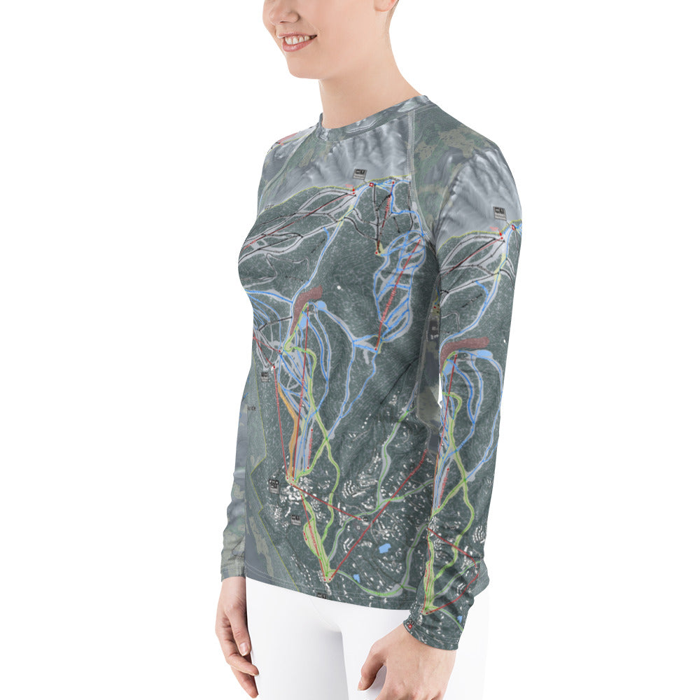 Telluride, Colorado Ski Trail Map Women's Base Layer Top - Powderaddicts
