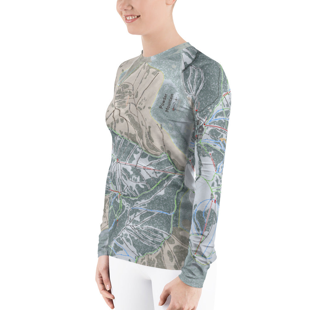 Powder Mountain, Utah Ski Trail Map Women's Base Layer Top - Powderaddicts