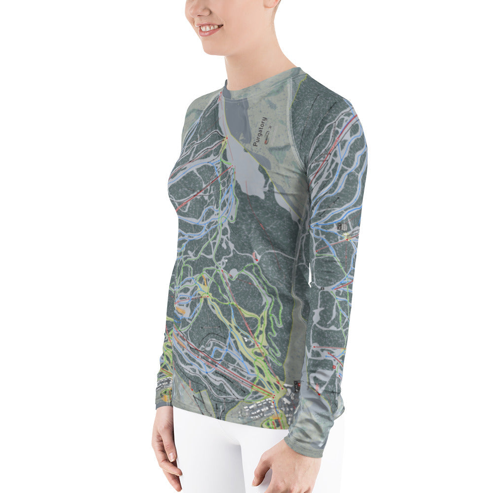 Purgatory, Colorado Ski Trail Map Women's Base Layer Top - Powderaddicts