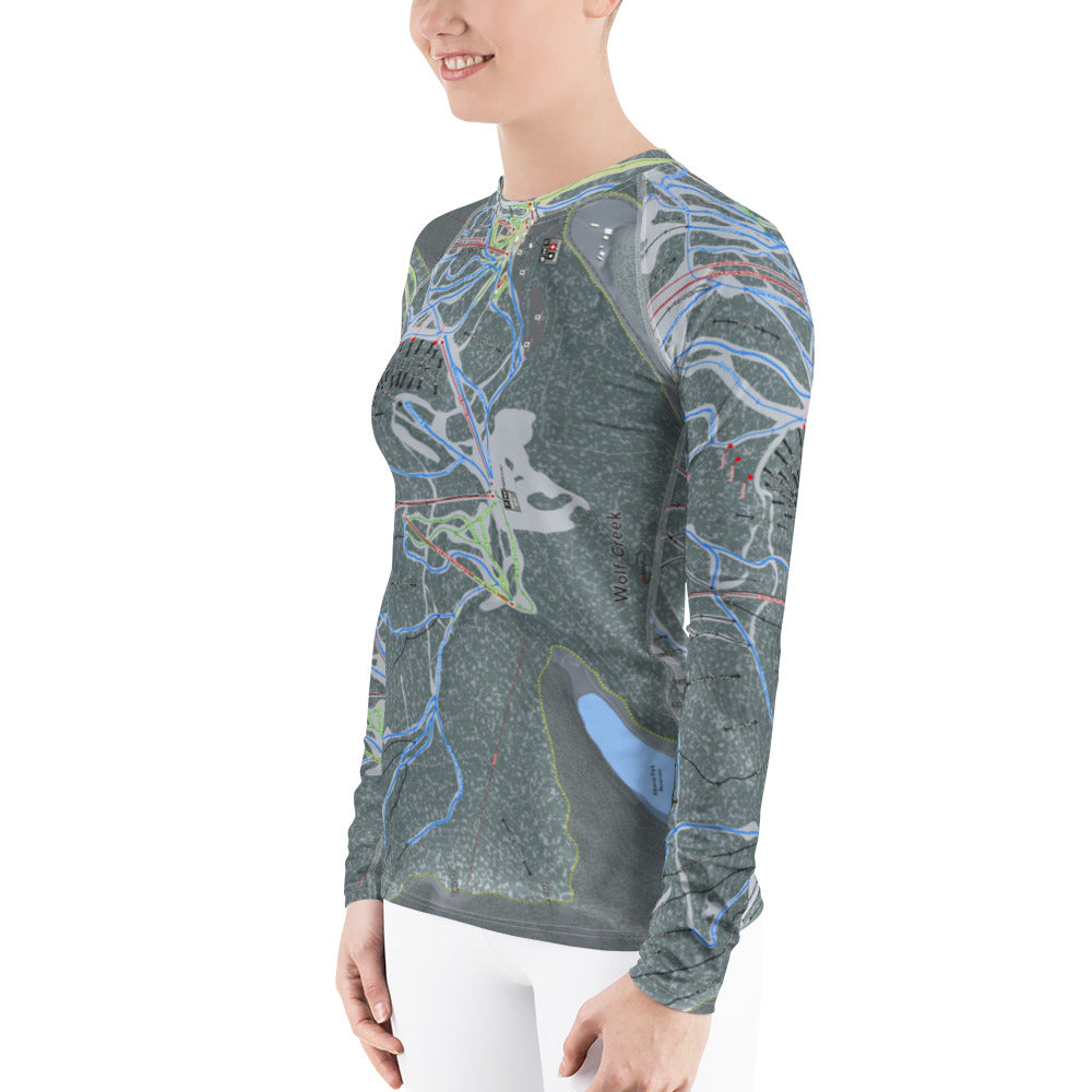Wolf Creek, Colorado Ski Trail Map Women's Base Layer Top - Powderaddicts