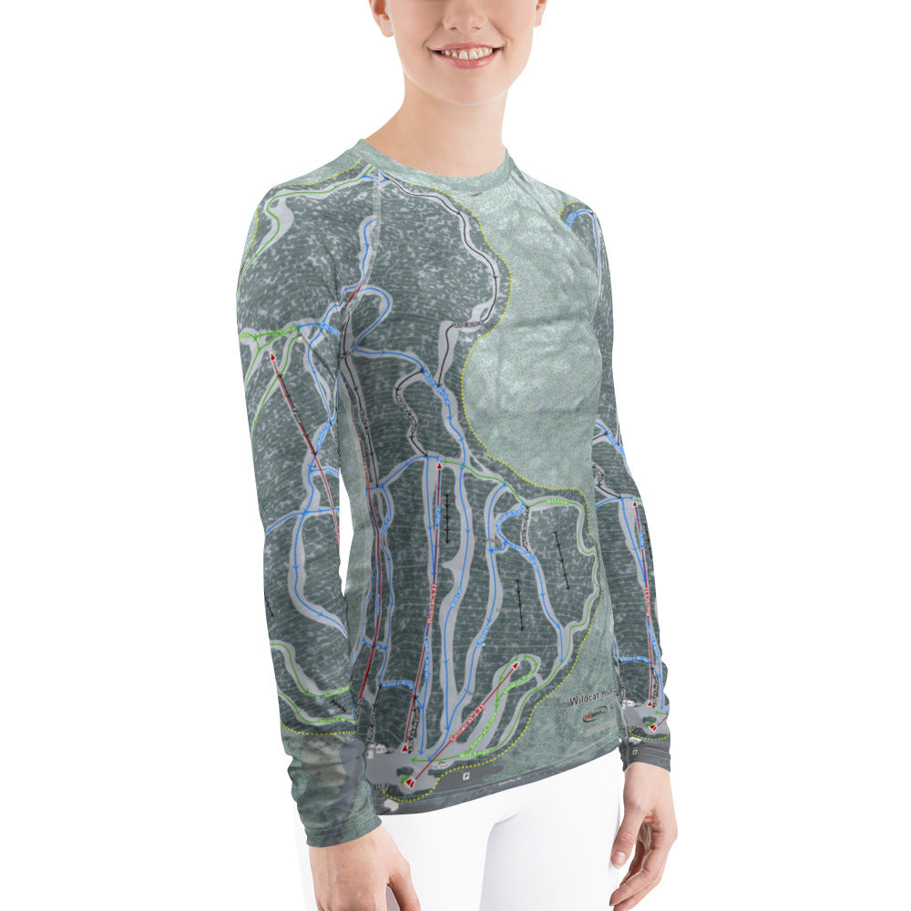 Wildcat Mountain, New Hampshire Ski Trail Map Women's Base Layer Top - Powderaddicts