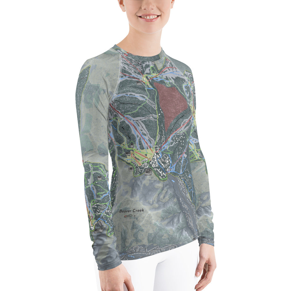 Beaver Creek, Colorado Ski Trail Map Women's Base Layer Top - Powderaddicts