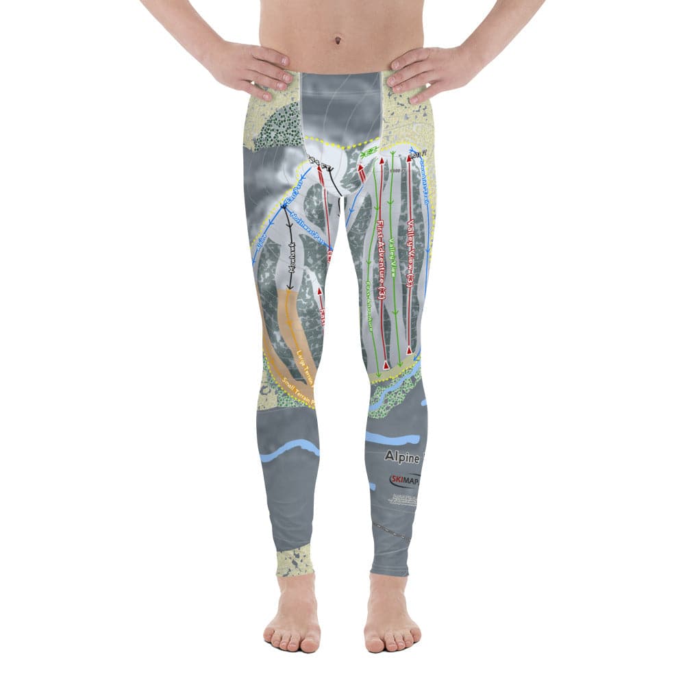 Alpine Valley, Michigan Ski Trail Map Men's Base Layer Bottom - Powderaddicts
