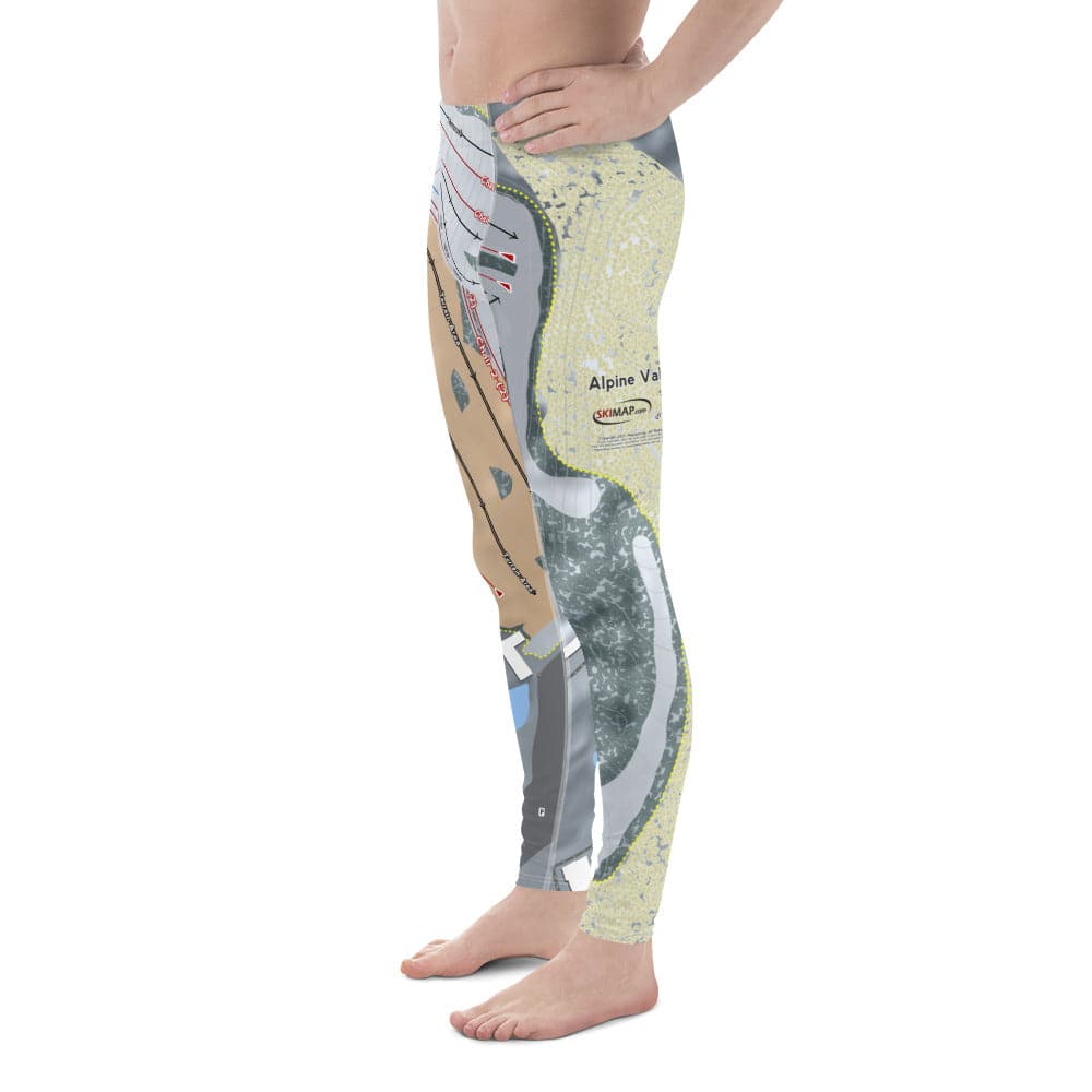 Alpine Valley, Wisconsin Ski Trail Map Men's Base Layer Bottom - Powderaddicts