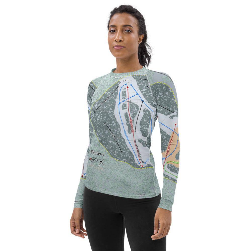 Alta Sierra, California Ski Trail Map Women's Base Layer Top - Powderaddicts