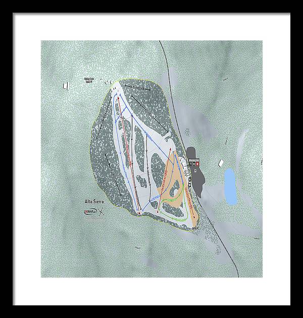 Alta Sierra Ski Trail Map - Framed Print - Powderaddicts
