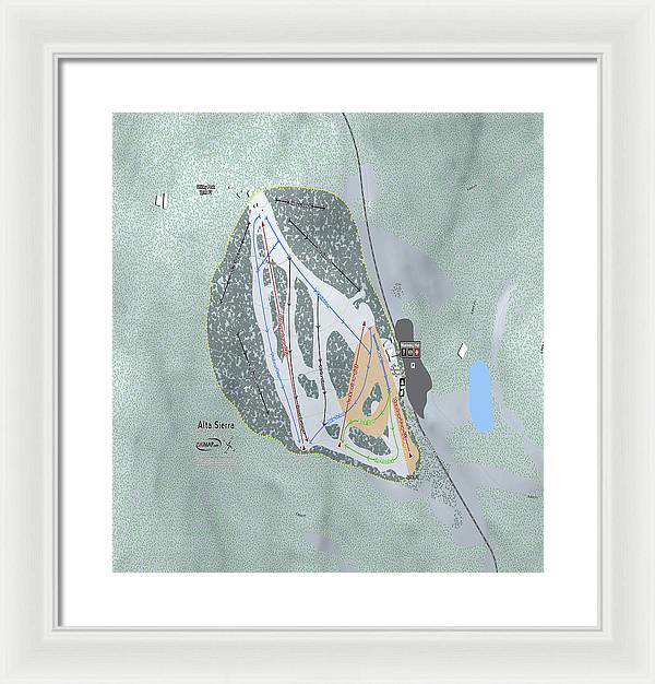 Alta Sierra Ski Trail Map - Framed Print - Powderaddicts