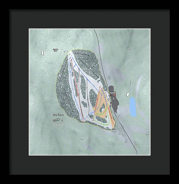 Alta Sierra Ski Trail Map - Framed Print - Powderaddicts