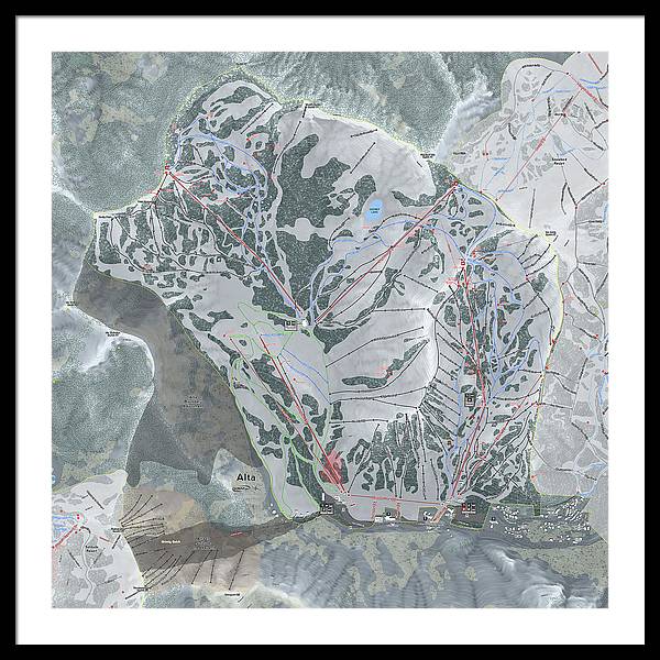 Alta Ski Trail Map - Framed Print - Powderaddicts