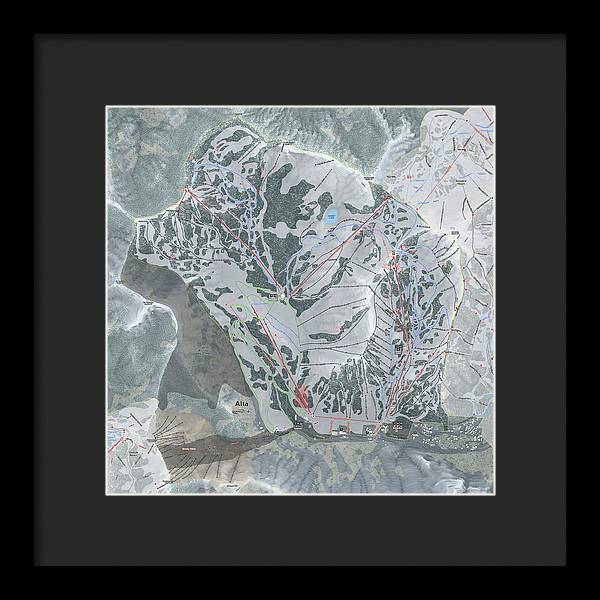 Alta Ski Trail Map - Framed Print - Powderaddicts