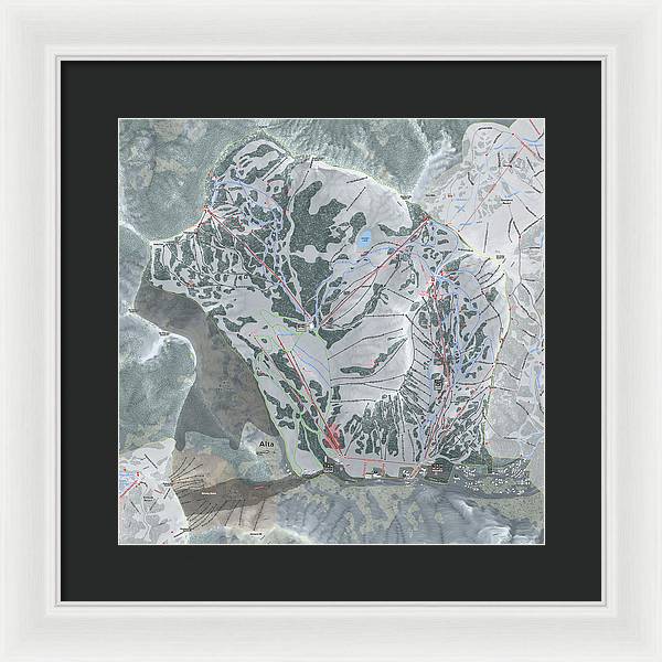 Alta Ski Trail Map - Framed Print - Powderaddicts