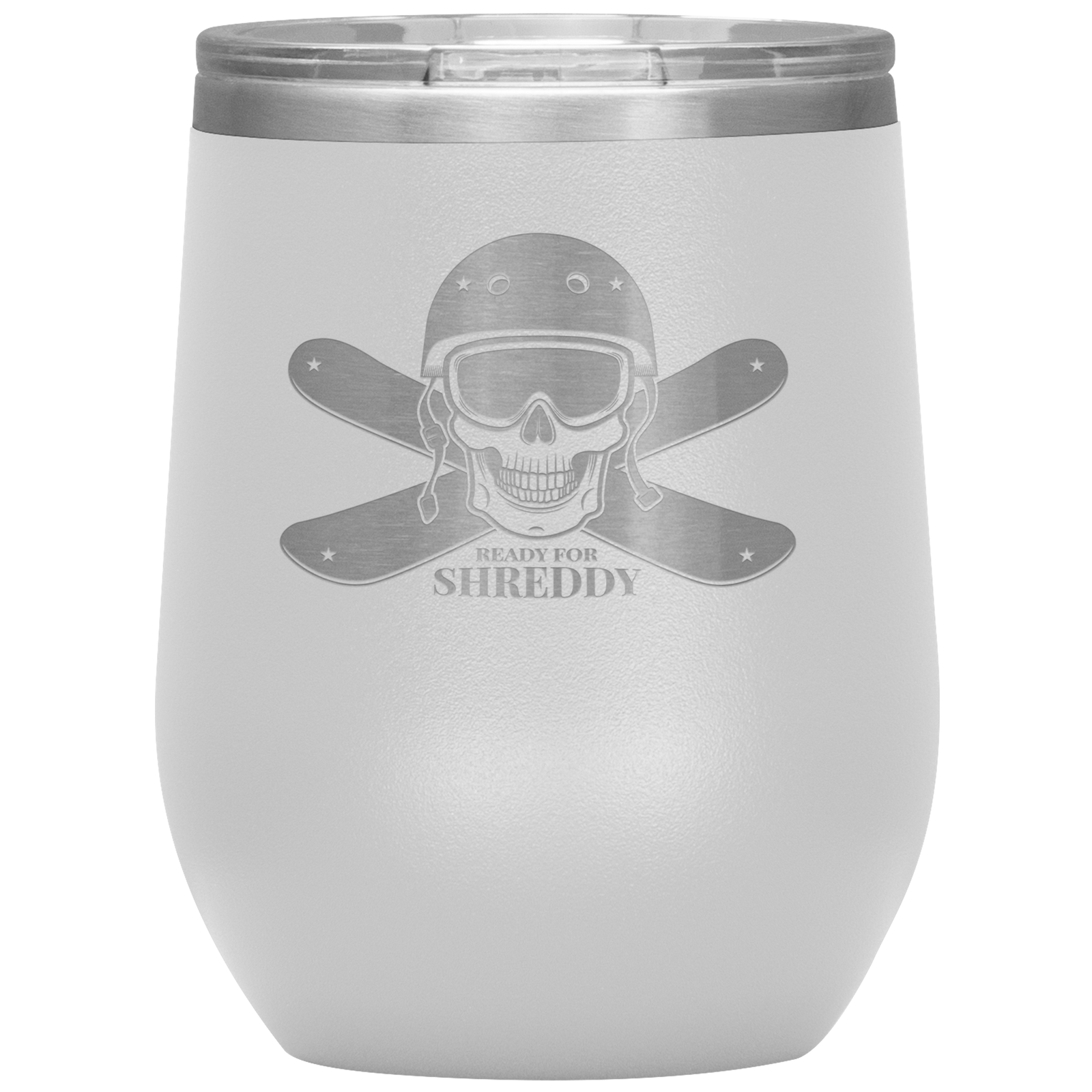 Ready For Shreddy Skeleton Skis Wine 12oz Tumbler - Powderaddicts