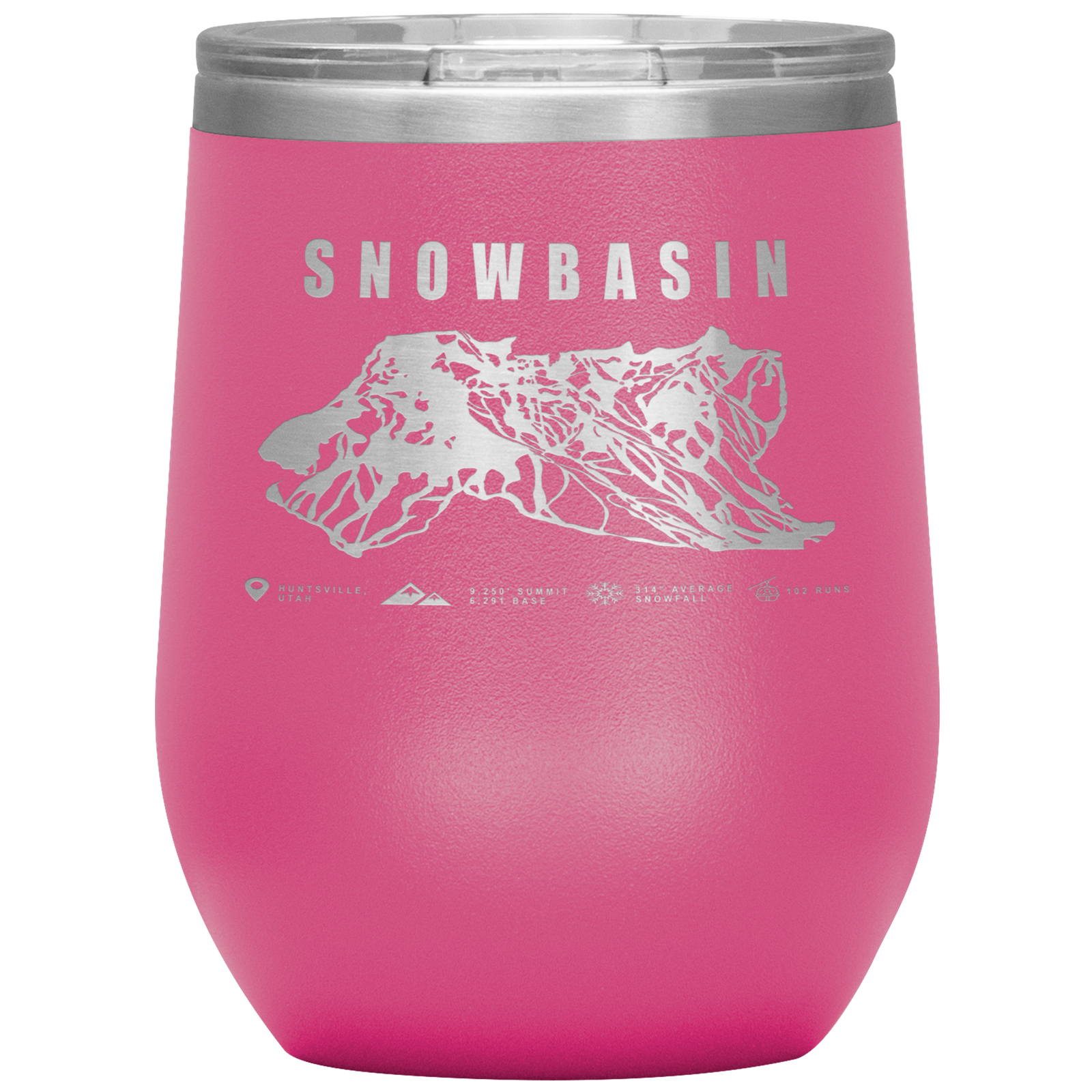 Snowbasin, Utah Ski Trail Map Wine 12oz Tumbler - Powderaddicts