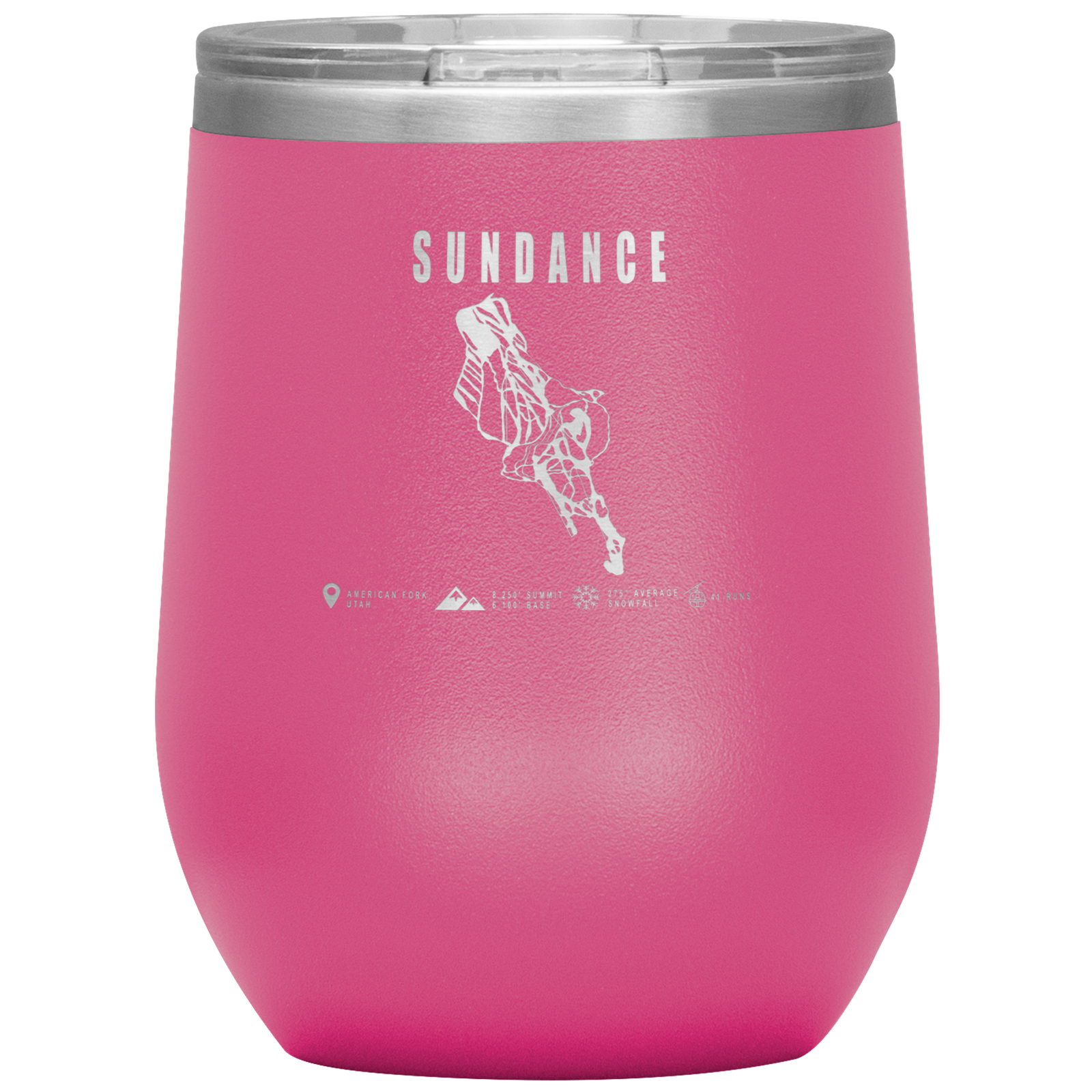 Sundance,Utah Ski Trail Map Wine 12oz Tumbler - Powderaddicts