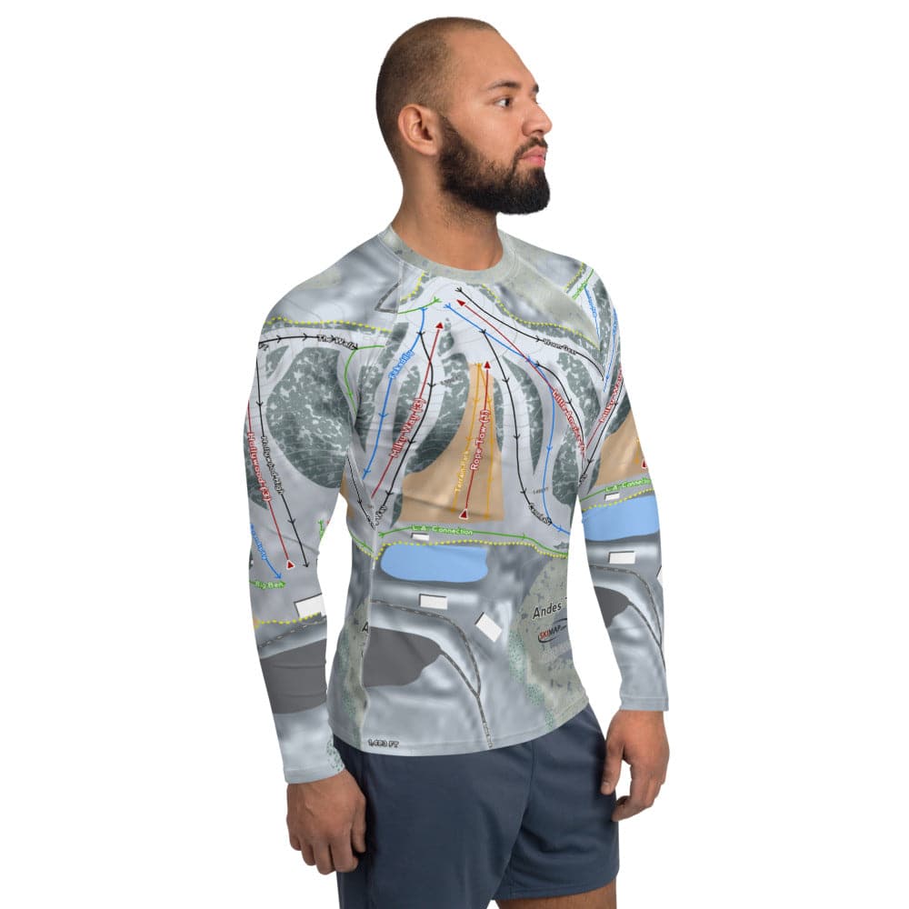 Andes Tower, Minnesota Ski Trail Map Men's Base Layer Top - Powderaddicts