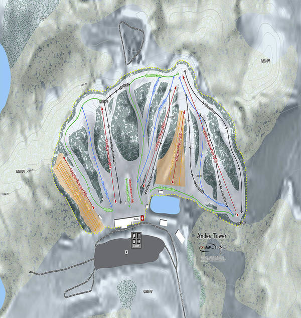 Andes Tower Ski Trail Map - Art Print - Powderaddicts