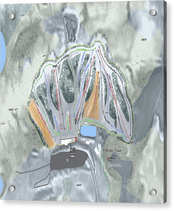Andes Tower Ski Trail Map - Acrylic Print - Powderaddicts