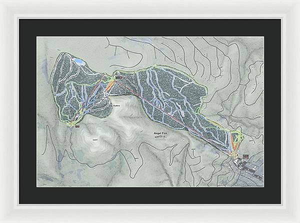 Angel Fire Ski Trail Map - Framed Print - Powderaddicts
