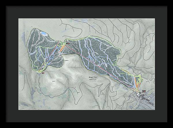 Angel Fire Ski Trail Map - Framed Print - Powderaddicts