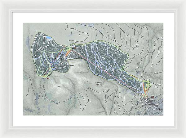 Angel Fire Ski Trail Map - Framed Print - Powderaddicts