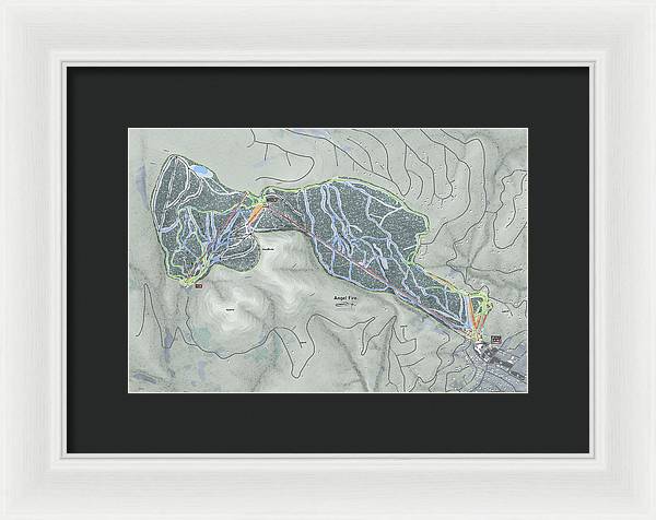 Angel Fire Ski Trail Map - Framed Print - Powderaddicts