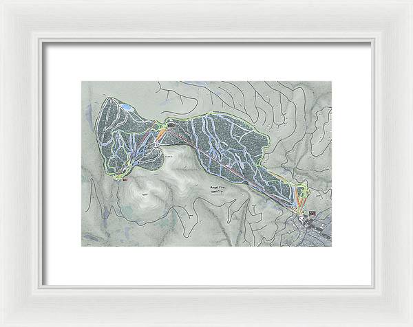 Angel Fire Ski Trail Map - Framed Print - Powderaddicts