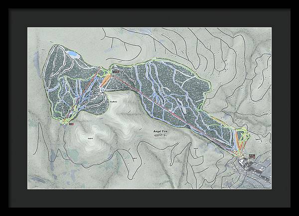 Angel Fire Ski Trail Map - Framed Print - Powderaddicts