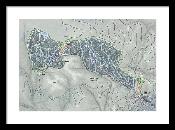 Angel Fire Ski Trail Map - Framed Print - Powderaddicts