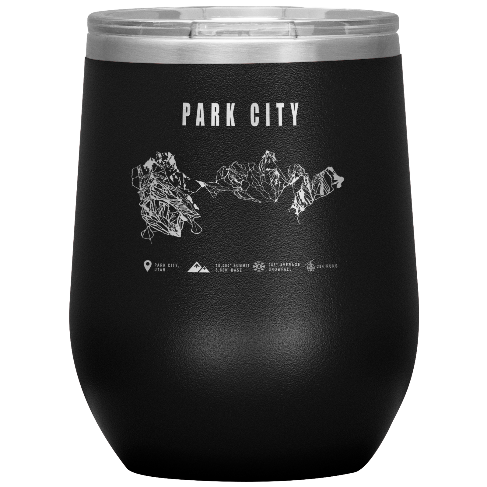 Park city,Utah Ski Trail Map Wine 12oz Tumbler - Powderaddicts