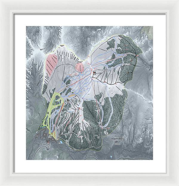 Arapahoe Basin Ski Trail Map - Framed Print - Powderaddicts