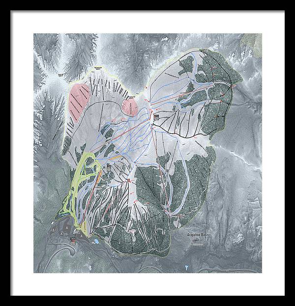 Arapahoe Basin Ski Trail Map - Framed Print - Powderaddicts