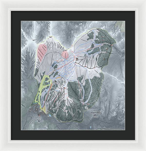 Arapahoe Basin Ski Trail Map - Framed Print - Powderaddicts