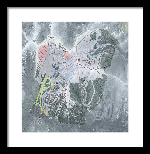 Arapahoe Basin Ski Trail Map - Framed Print - Powderaddicts