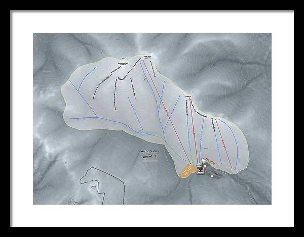 Arctic Valley Ski Trail Map - Framed Print - Powderaddicts