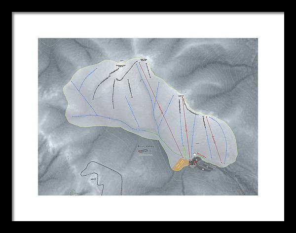 Arctic Valley Ski Trail Map - Framed Print - Powderaddicts