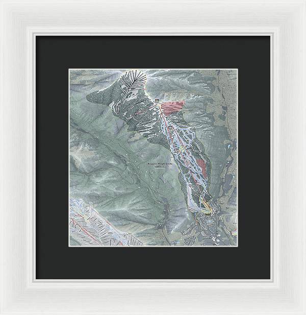 Aspen Highlands Ski Trail Map - Framed Print - Powderaddicts