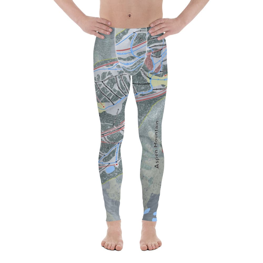 Aspen Mtn, Colorado Ski Trail Map Men's Base Layer Bottom - Powderaddicts