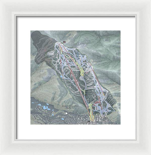 Aspen Mtn Ski Trail Map - Framed Print - Powderaddicts