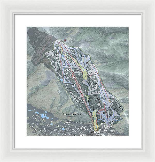 Aspen Mtn Ski Trail Map - Framed Print - Powderaddicts