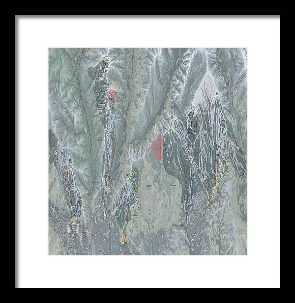 Aspen Snowmass Ski Trail Map - Framed Print - Powderaddicts