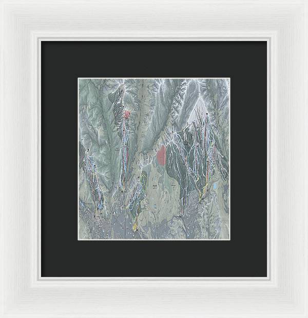Aspen Snowmass Ski Trail Map - Framed Print - Powderaddicts