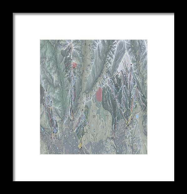 Aspen Snowmass Ski Trail Map - Framed Print - Powderaddicts