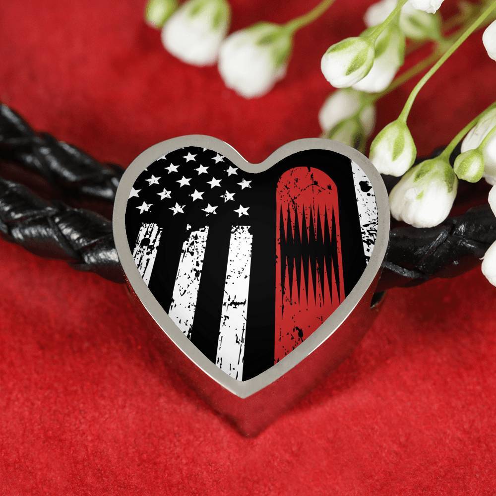 Snowboard Heart Flag-USA Leather Bracelet - Powderaddicts