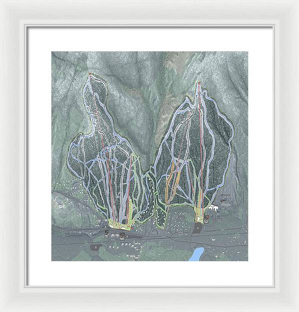 Attitash Mountain Ski Trail Map - Framed Print - Powderaddicts