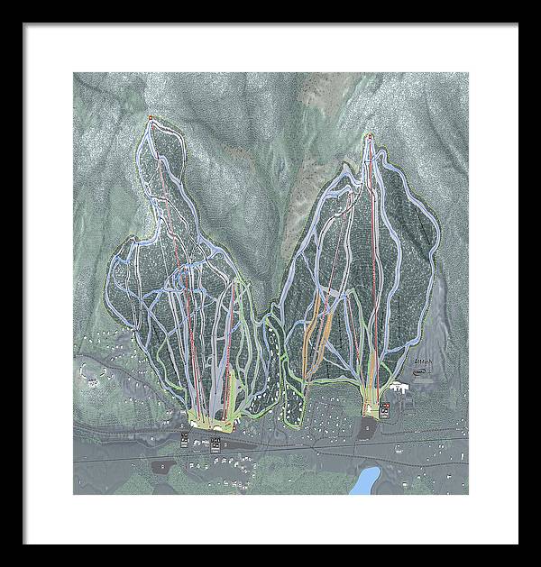 Attitash Mountain Ski Trail Map - Framed Print - Powderaddicts