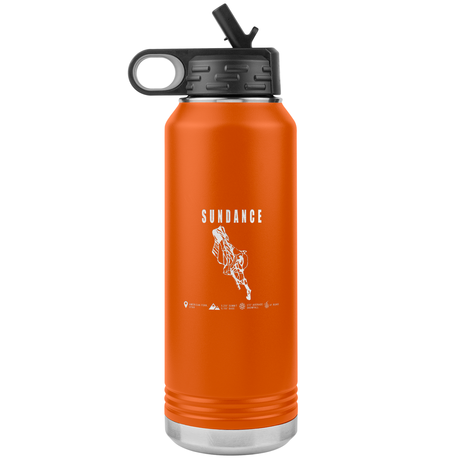 Sundance,Utah Ski Trail Map 32oz Water Bottle Tumbler - Powderaddicts