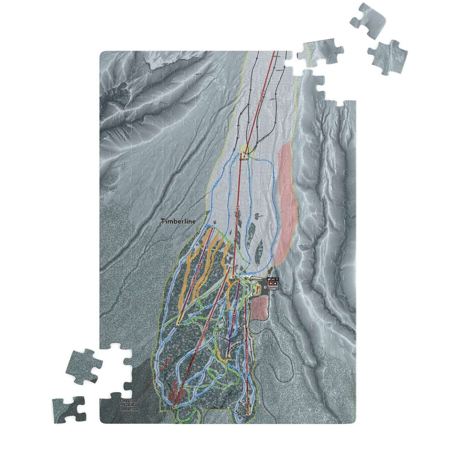 Timberline, Oregon Ski Trail Map Puzzle - Powderaddicts